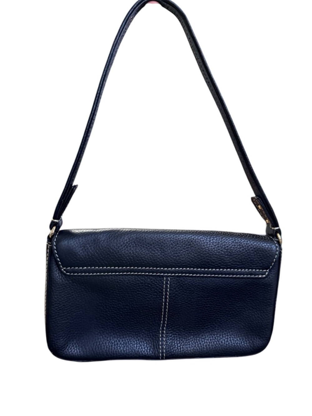 Kate Spade pebbled leather shoulder bag with white stitching and silver hardware - Picture 2 of 9